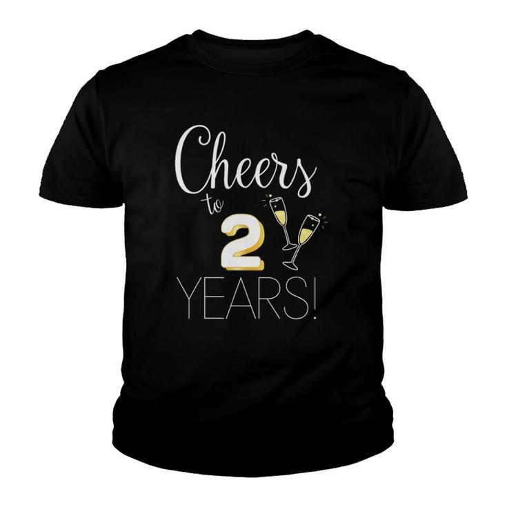 Cheers To 2 Years Married Couples Champagne Anniversary 2022 Ver2 Youth T-shirt