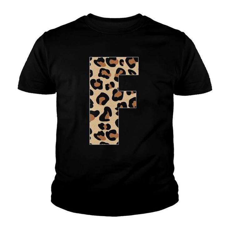 Cheetah Print Letter F Initial Letter F Leopard Youth T-shirt