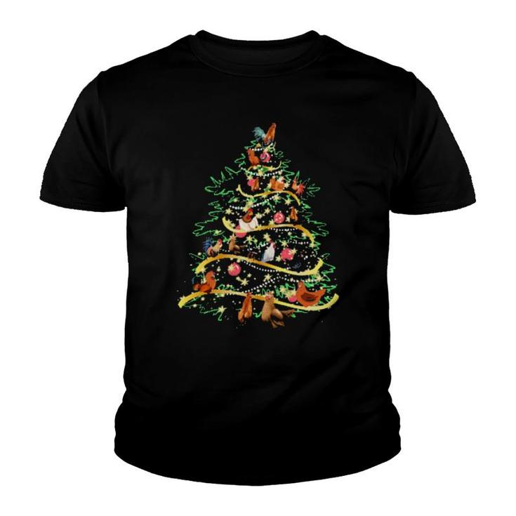 Chickens Noel Xmas Tree Cool Christmas Chickens Love Gift Youth T-shirt