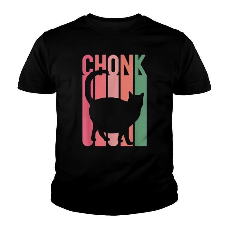 Chonk Fat Cat Mom Girl Retro Christmas Oh Lawd He Coming Her  Youth T-shirt
