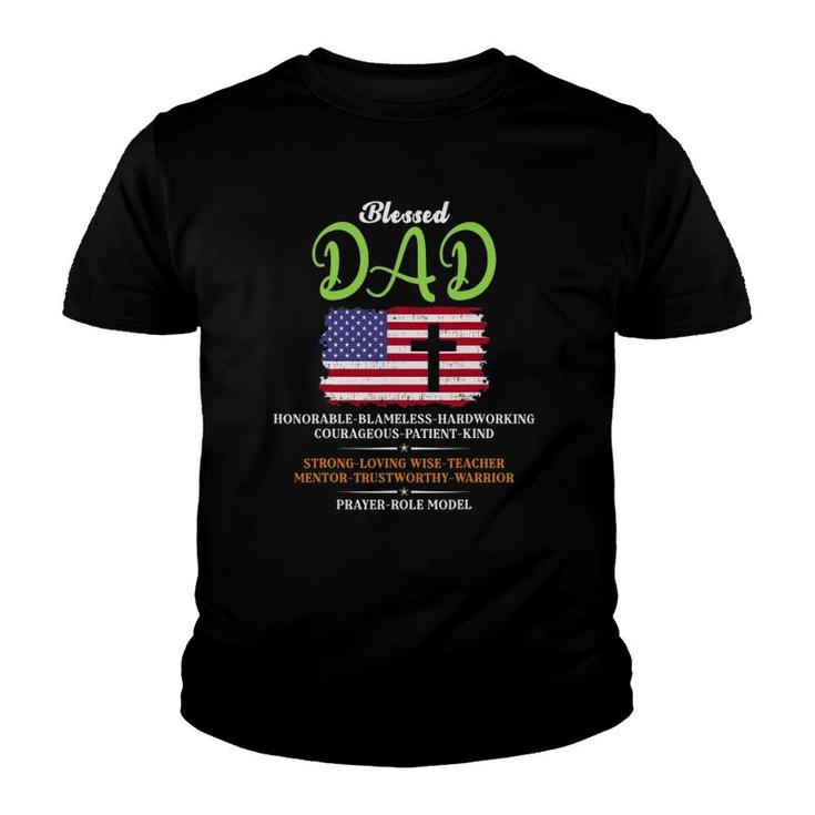 Christian Blessed Dad Cross Funny Youth T-shirt