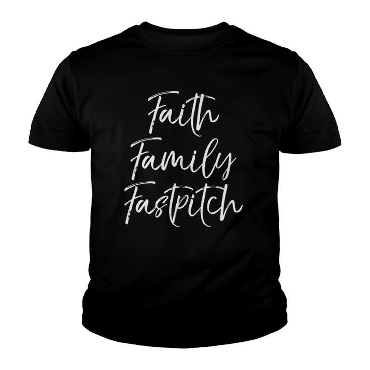 Christian Softball Gift For Women Faith Family Fastpitch  Youth T-shirt