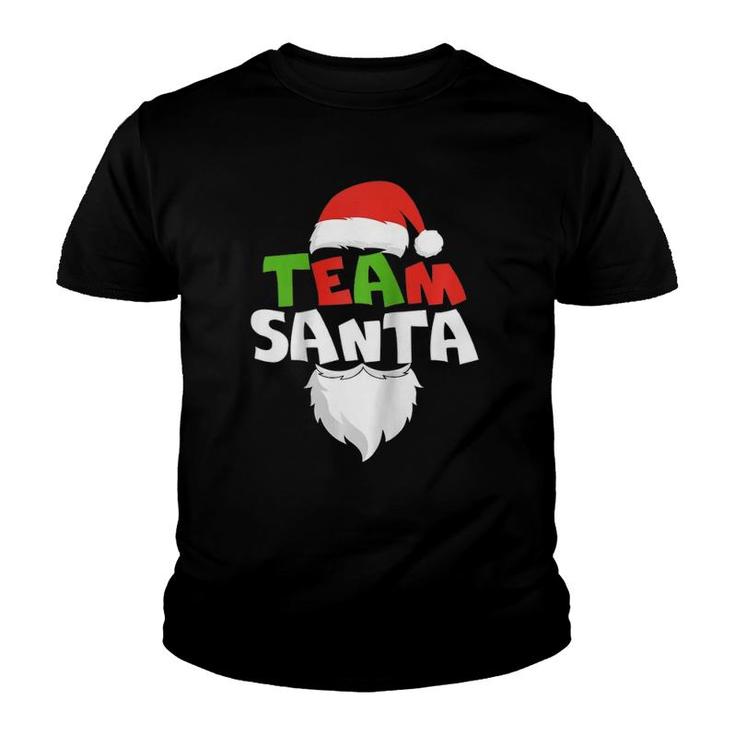 Christmas Family Matching Pajamas Gifts Team Santa Raglan Baseball Tee Youth T-shirt