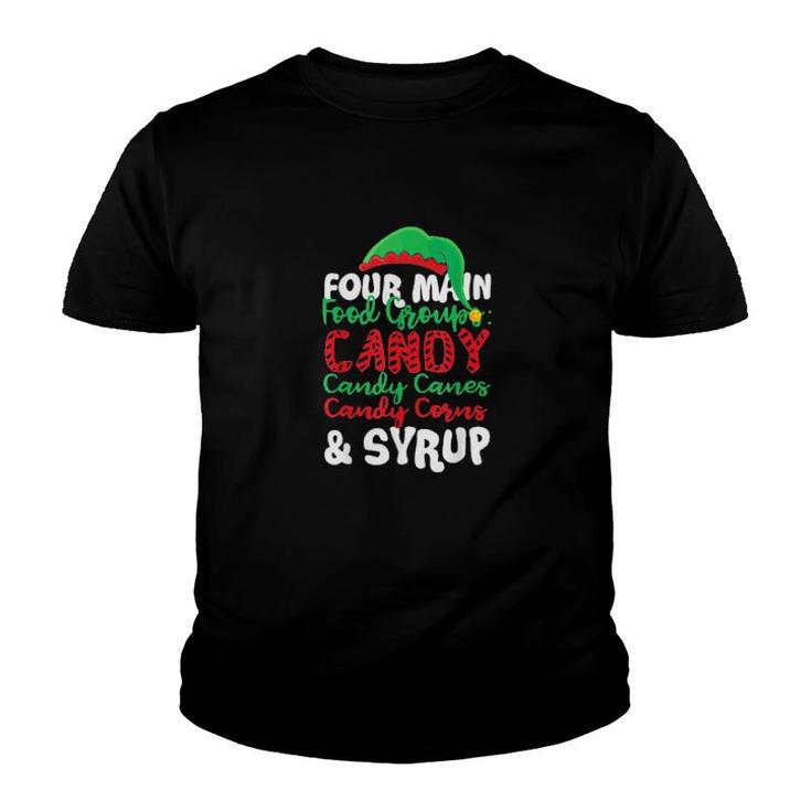 Christmas Four Main Food Groups Elf Buddy Holiday Sweat Youth T-shirt