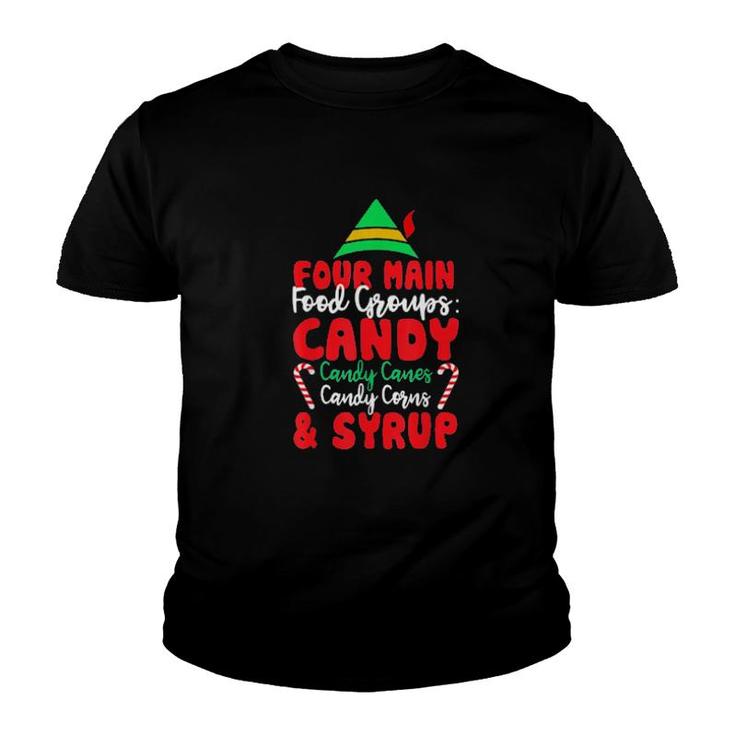 Christmas Four Main Food Groups Elf Buddy Xmas Pajama Sweat Youth T-shirt