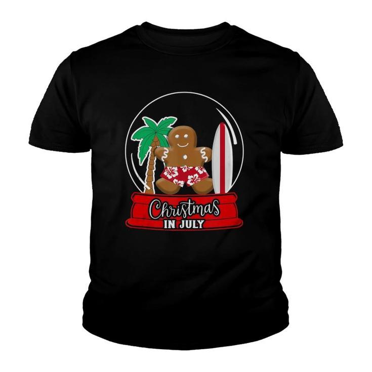 Christmas In July Snowglobe Gingerbread Cookie Surfboard  Youth T-shirt