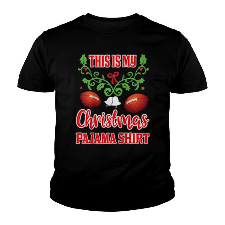 Christmas Pajama Merican Football Ball Santa Hat Sport Youth T-shirt