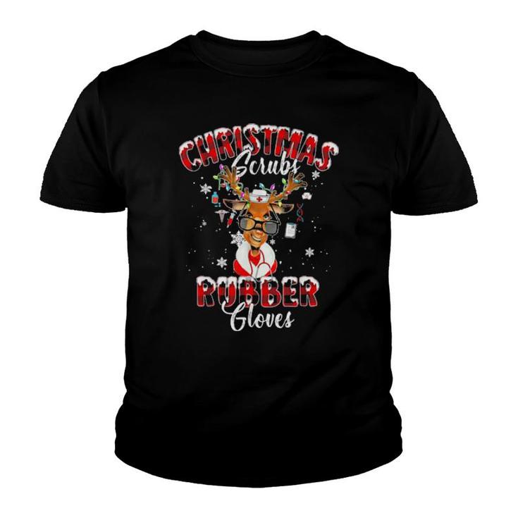 Christmas Reindeer Nurse Buffalo Plaid Nicu Rn Er Nurse Tee  Youth T-shirt
