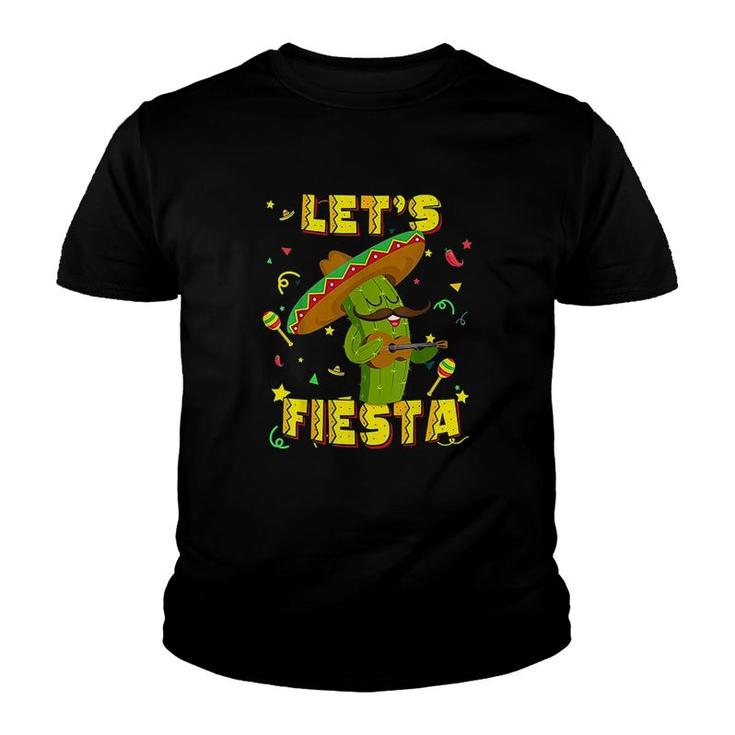 Cinco De Mayo Lets Fiesta Cactus Sombrero Hat Gift Youth T-shirt