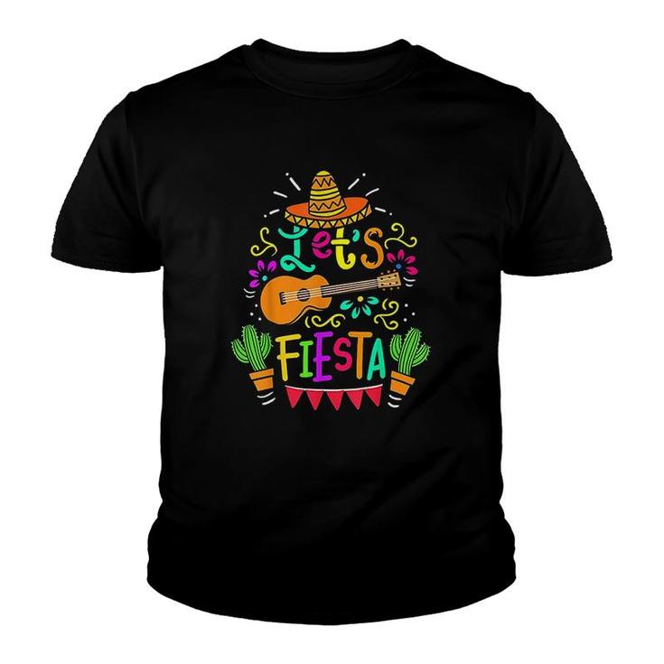 Cinco De Mayo Mexican Guitar Cactus Youth T-shirt