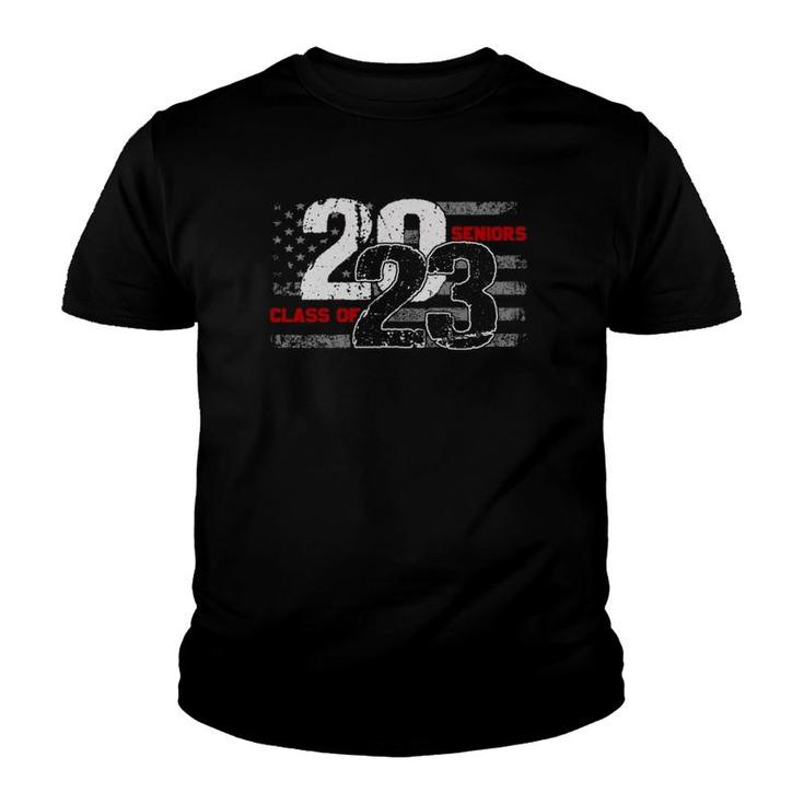 Class Of 2023 Distressed American Flag Seniors  Youth T-shirt