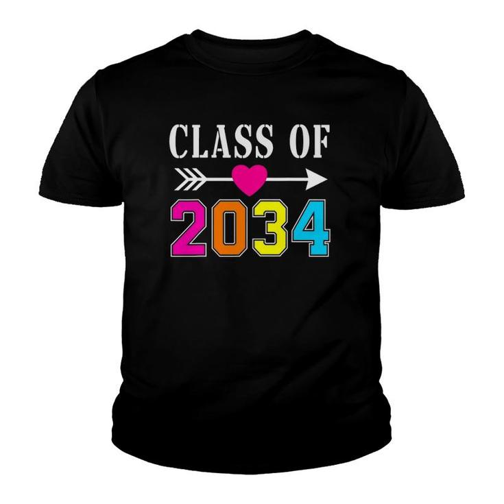 Class Of 2034 Grow With Me Handprints On Back K To 12 Grade Youth T-shirt