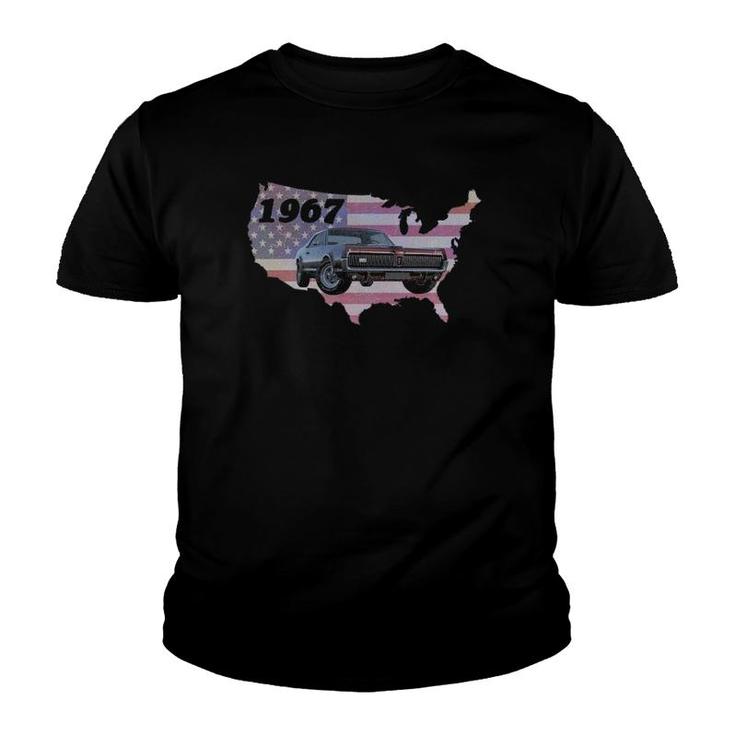 Classic 1960S American Muscle Car American Flag Youth T-shirt