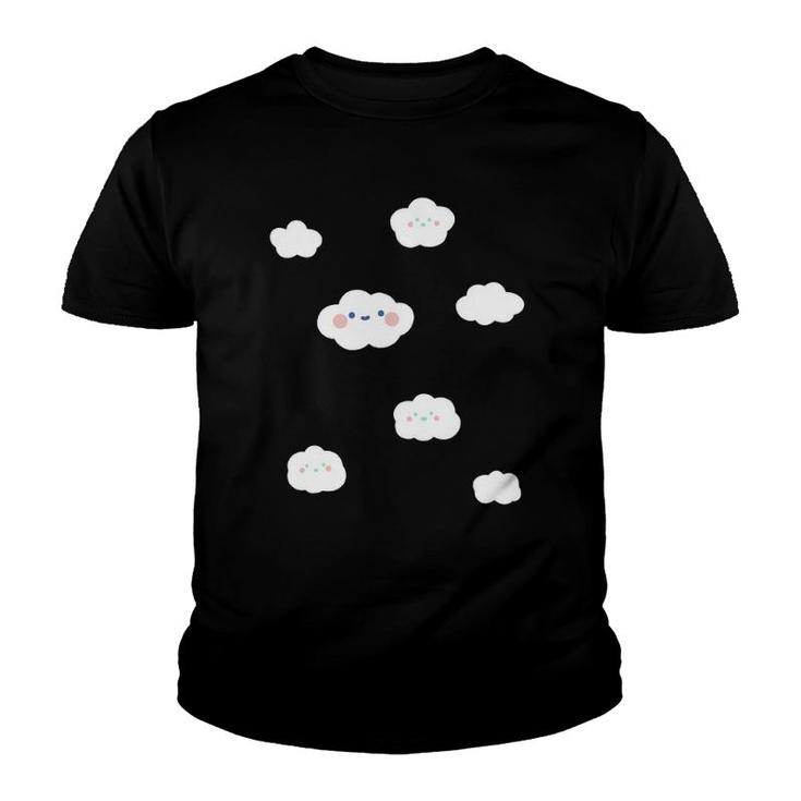 Cloudy Sky Fluffy Smiling Clouds Graphic Youth T-shirt