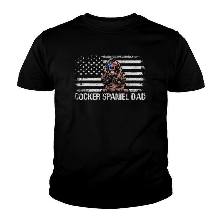 Cocker Spaniel Dad American Flag 4Th Of July Patriotic Gift Youth T-shirt