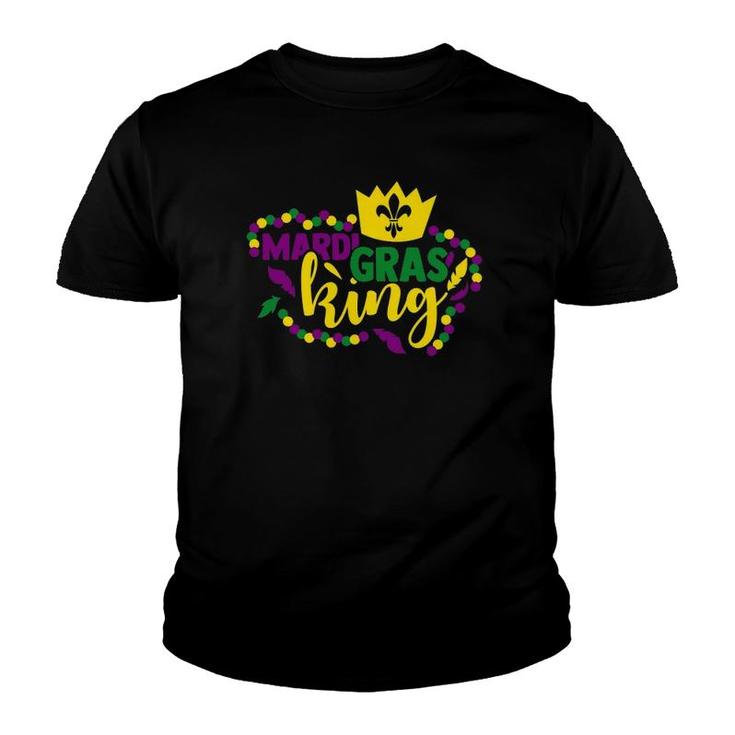 Colorful Beads Crown Mardi Gras King Youth T-shirt