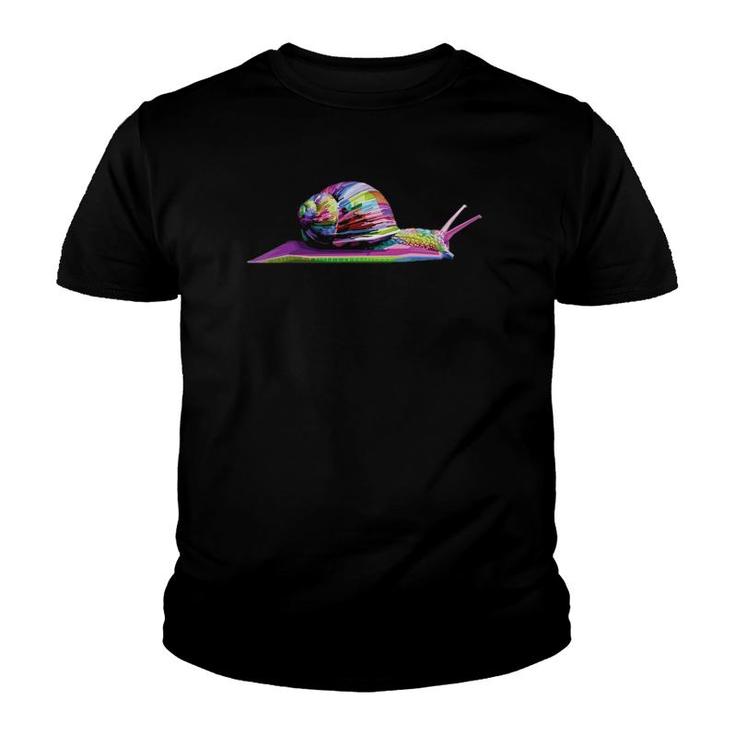 Colorful Snail Art Gifts For Lover Land Snails Or Gastropods Youth T-shirt