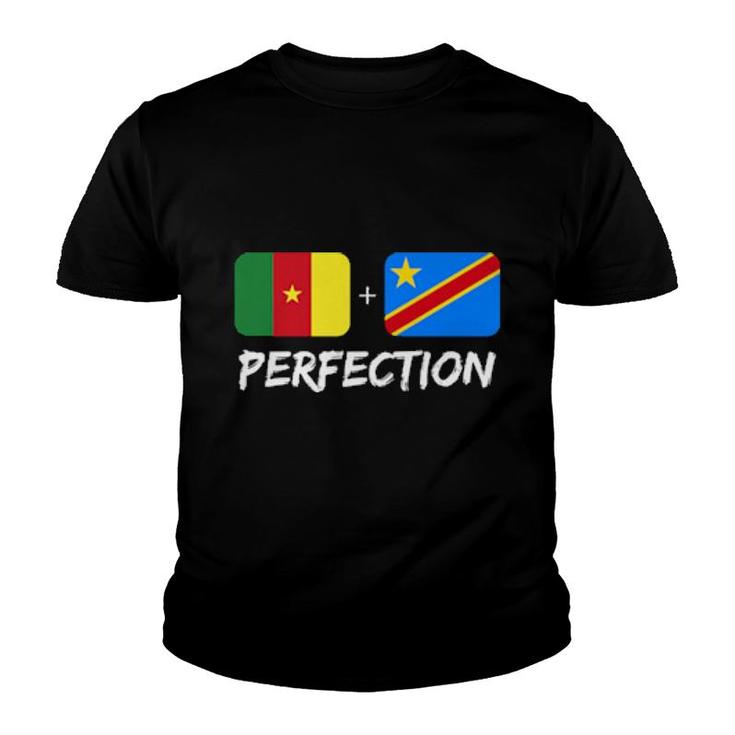 Congolese And Cameroonian Perfection Mix Dna Flag Heritage  Youth T-shirt