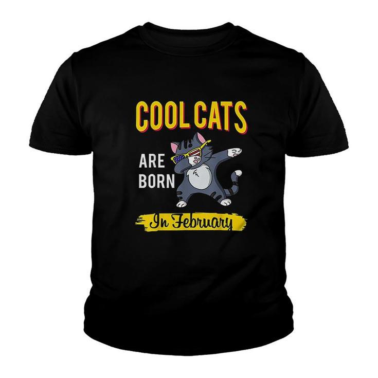 Cool Cats Are Born In February Dab Cat Youth T-shirt