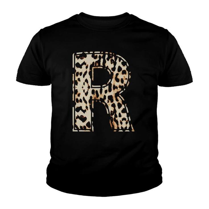 Cool Letter R Initial Name Leopard Cheetah Print Youth T-shirt