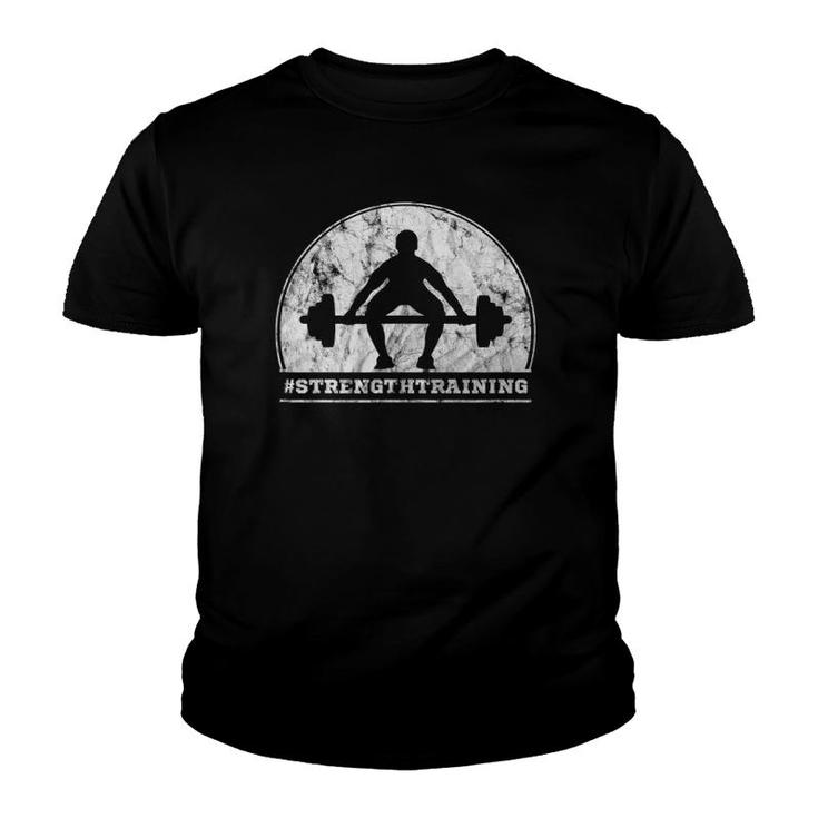 Cool Powerlifting Strength Training Vintage Gym Youth T-shirt
