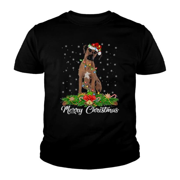 Coonhound Dog Matching Santa Hat Coonhound Christmas Youth T-shirt