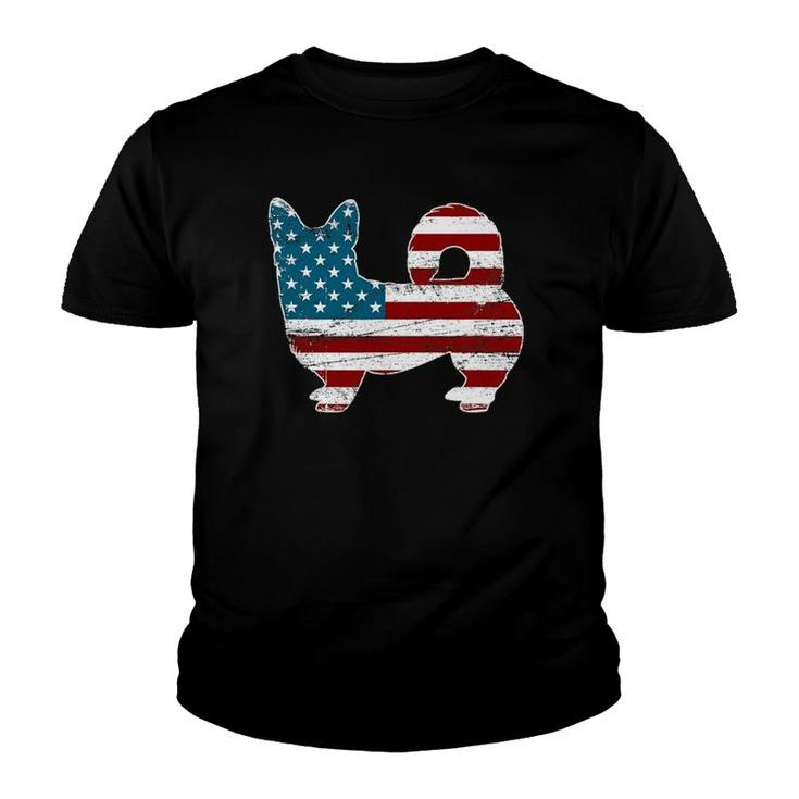 Corgi 4Th Of July Dog Lover Men American Flag Youth T-shirt