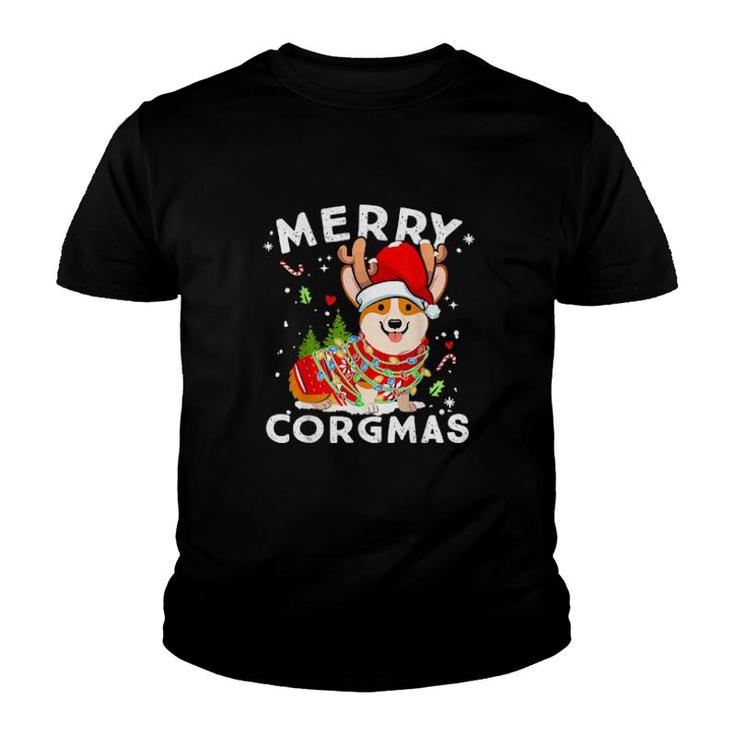 Corgi Dog Reindeer Merry Corgmas Santa Corgi Christmas Youth T-shirt