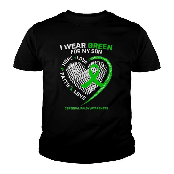 Cp Mom Dad Green Ribbon Gifts Son Cerebral Palsy Awareness Youth T-shirt