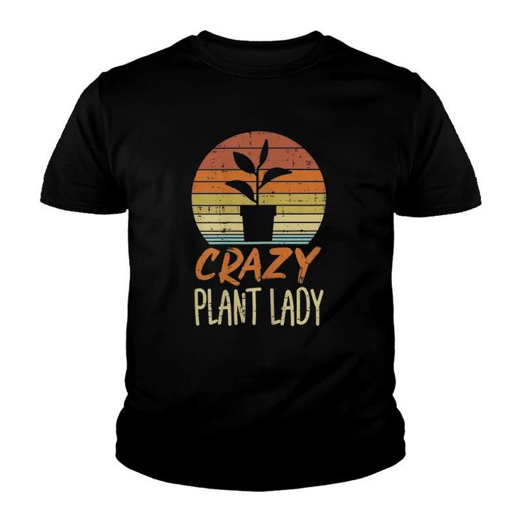 Crazy Plant Lady Sunset Retro Gardening Gardener Mom Women Youth T-shirt
