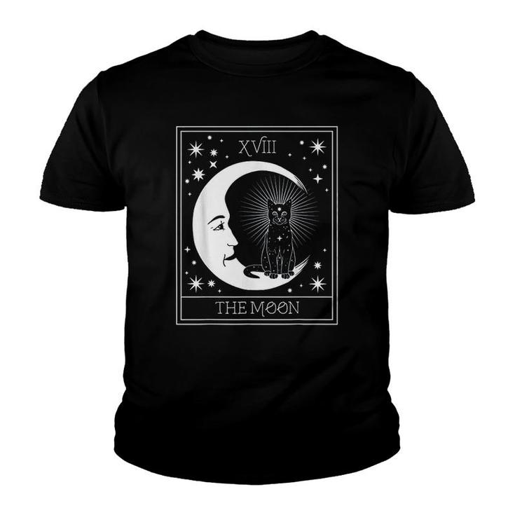 Crescent Moon And Black Cat Youth T-shirt