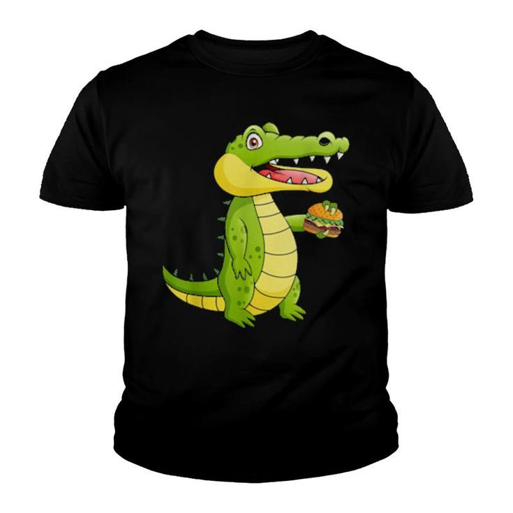 Crocodile Eat Burger, Fast Food America Usa  Youth T-shirt