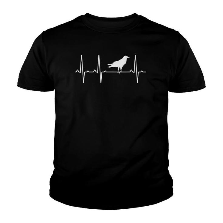 Crow Heartbeat Gift For Men Women Raven Bird Lover Youth T-shirt
