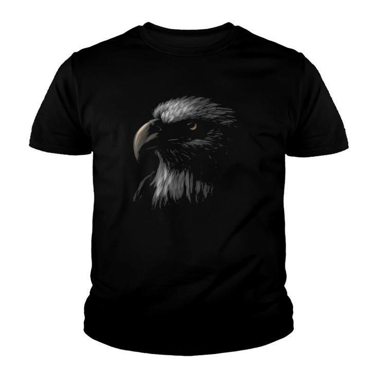 Cute Bald Eagle Head Black Art For Lovers Eagles Birds Youth T-shirt