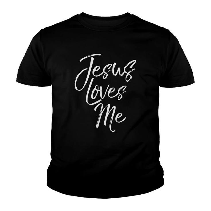 Cute Christian Quote Jesus Loves Me Youth T-shirt