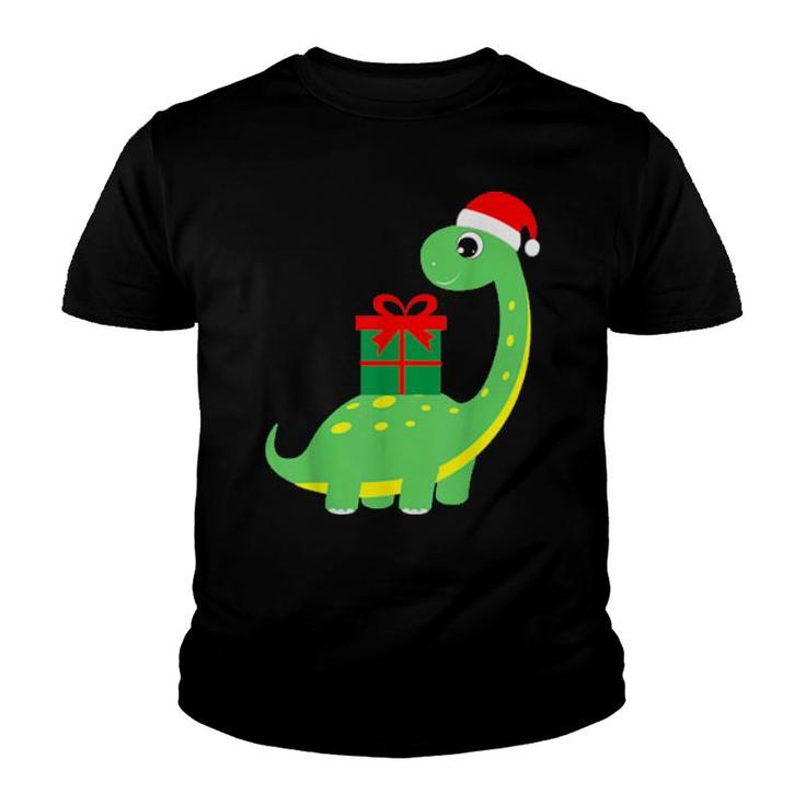 Cute Christmas Brontosaurus Dinosaur Youth T-shirt
