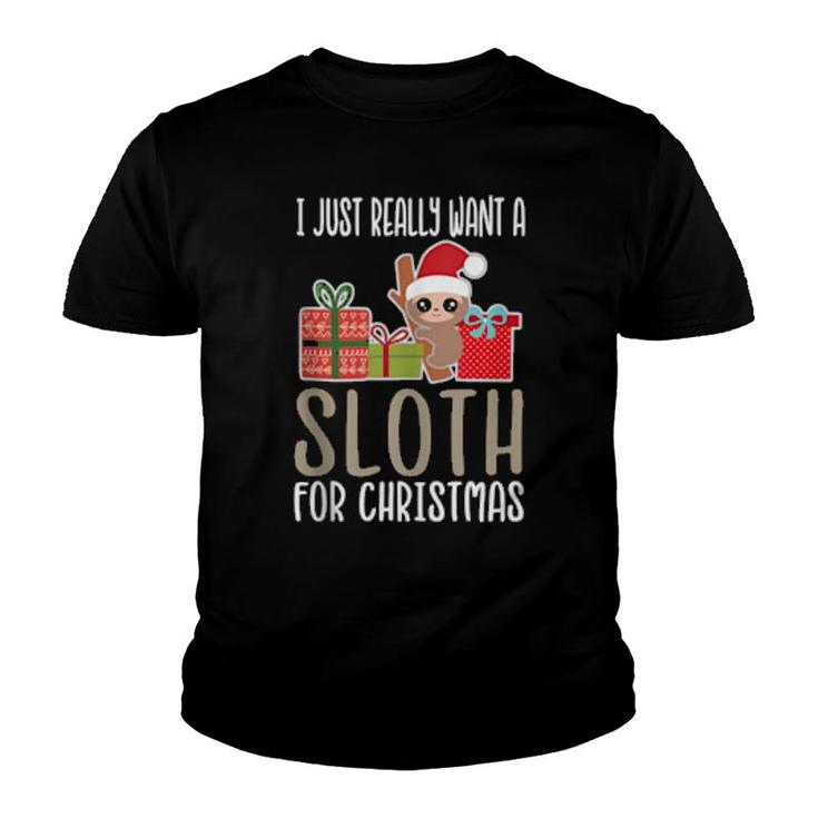 Cute Christmas Sloth I Want A Sloth  Youth T-shirt