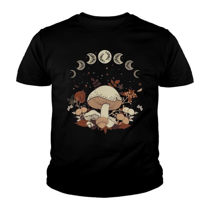 Cute Cottagecore Moon Phases And Mushrooms Fall Youth T-shirt
