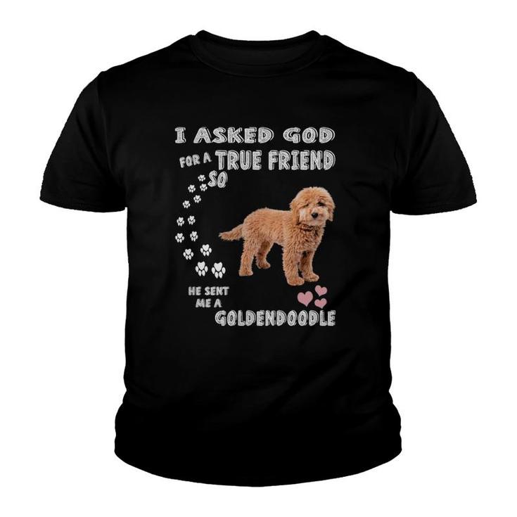 Cute Groodle Dog Mom Doodle Dad Costume Mini Goldendoodle Youth T-shirt