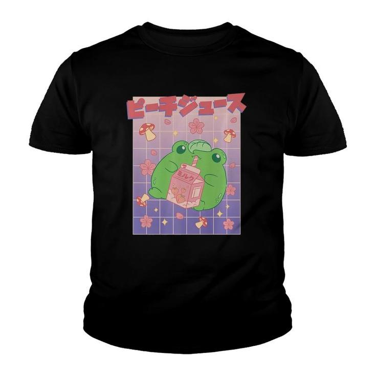 Cute Kawaii Frog Peach Juice Box  Youth T-shirt