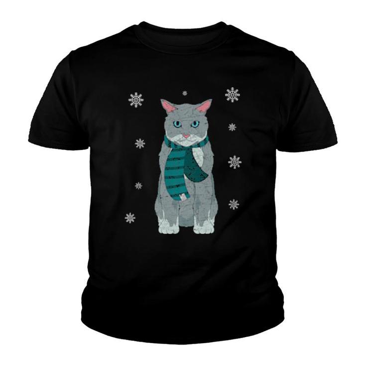 Cute Pet Owner Snowy Winter Animal Cat Person Cat  Youth T-shirt