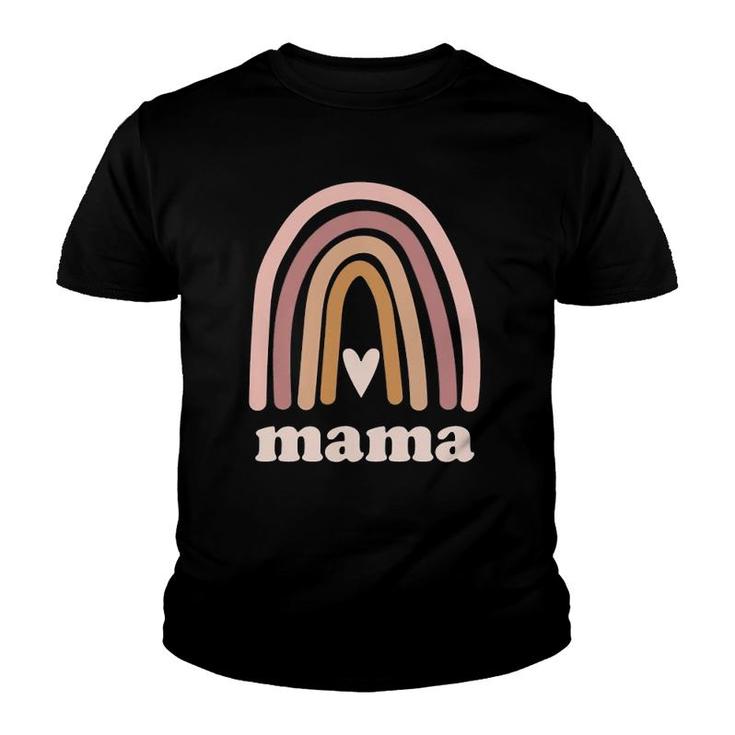 Cute Rainbow Mama Minimal Pocket Heart Motherhood Love Youth T-shirt