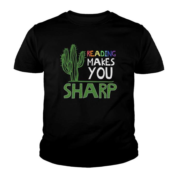 Cute Reading Design Sharp Cactus Teacher Gift Idea  Youth T-shirt