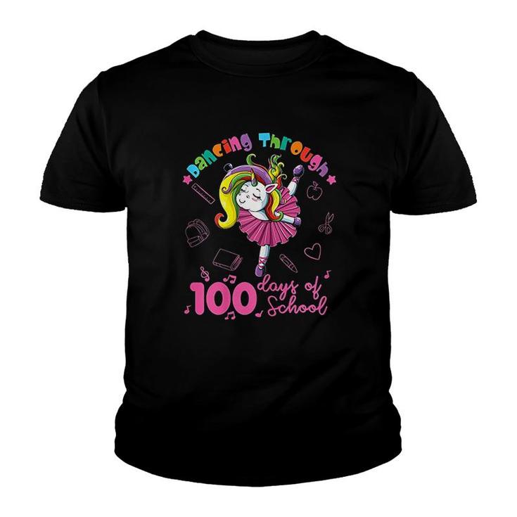 Cute Unicorn Ballerina 100 Days Of School Youth T-shirt