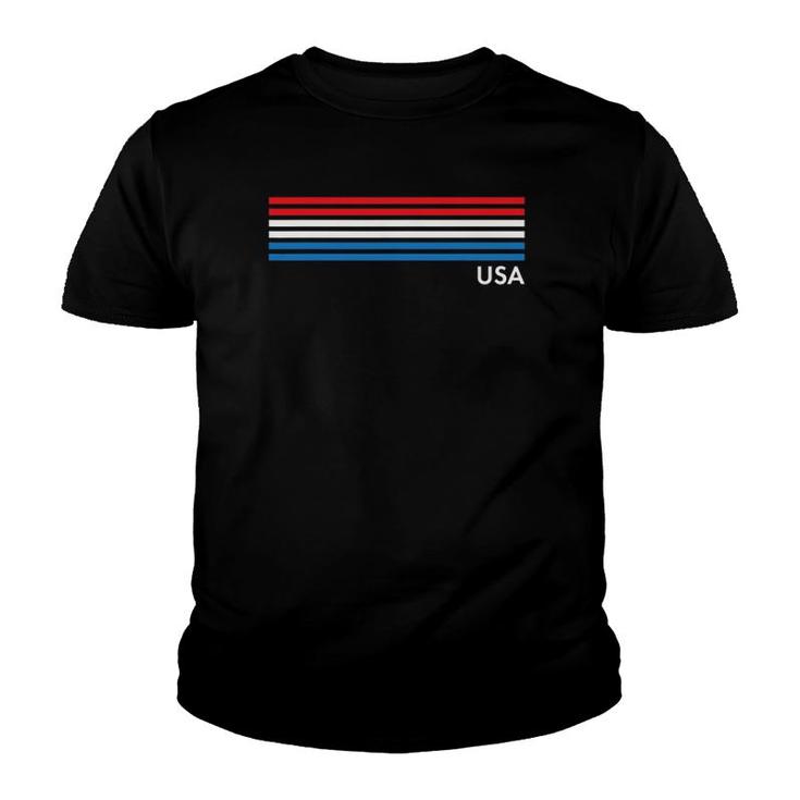 Cute Usa Red Blue Chest Stripe 4Th Of July Top Youth T-shirt