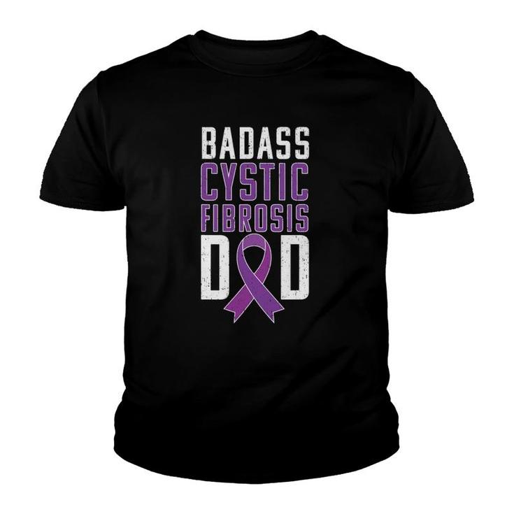 Cystic Fibrosis Awareness  Cf Dad Purple Ribbon Tee Youth T-shirt