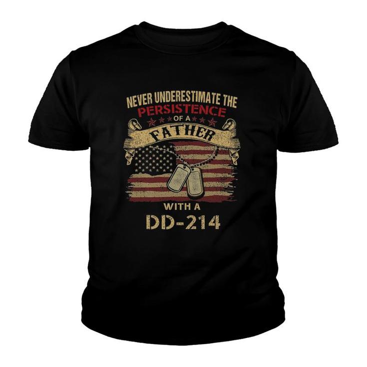 Dad Dd-214 Military Veteran Us Flag Youth T-shirt