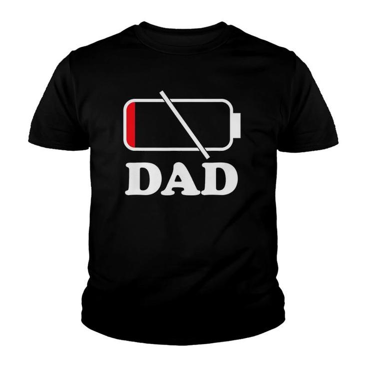 Dad Empty Low Battery Sarcastic Youth T-shirt