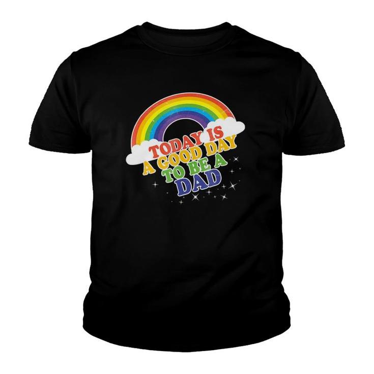 Dad For Men Baby Announcement Rainbow Fathers Gift Youth T-shirt