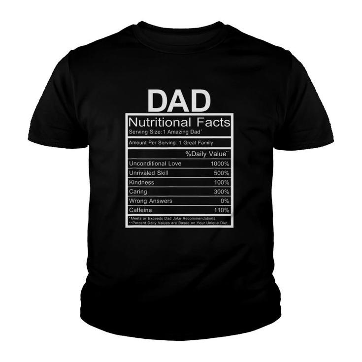 Dad Nutritional Facts, Funny, Joke, Sarcastic, Family Youth T-shirt